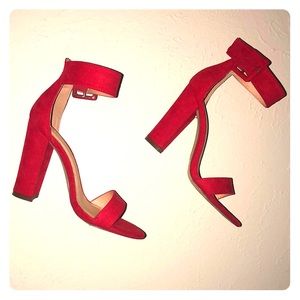 Red suede heels